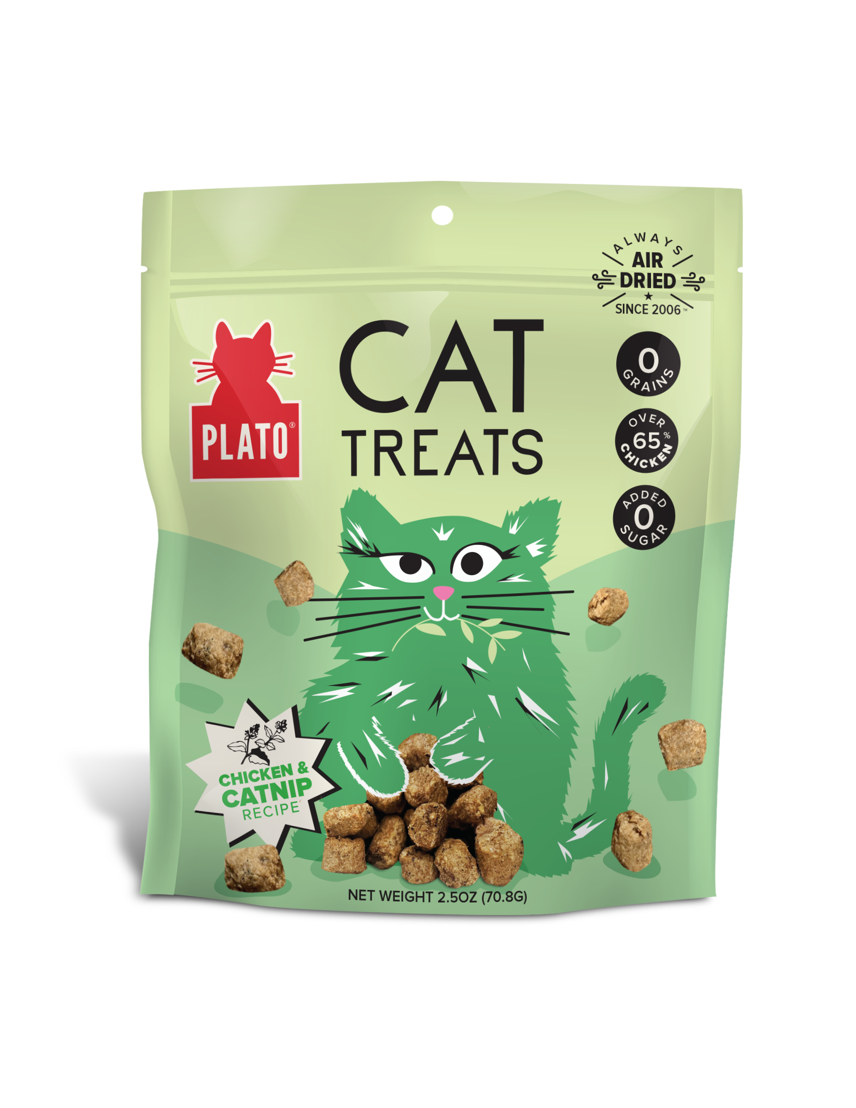 Plato Air Dried Chicken Catnip Cat Treats 2.5 oz