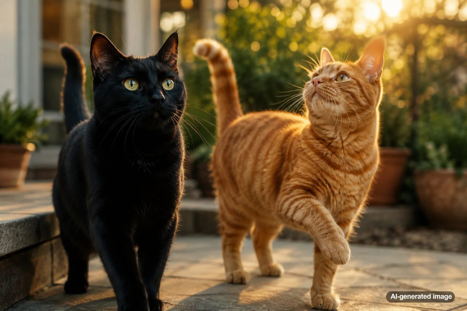 A playful field guide illustration of common house cat personalities including the Void, orange cat, tuxedo cat, and tortoiseshell cat