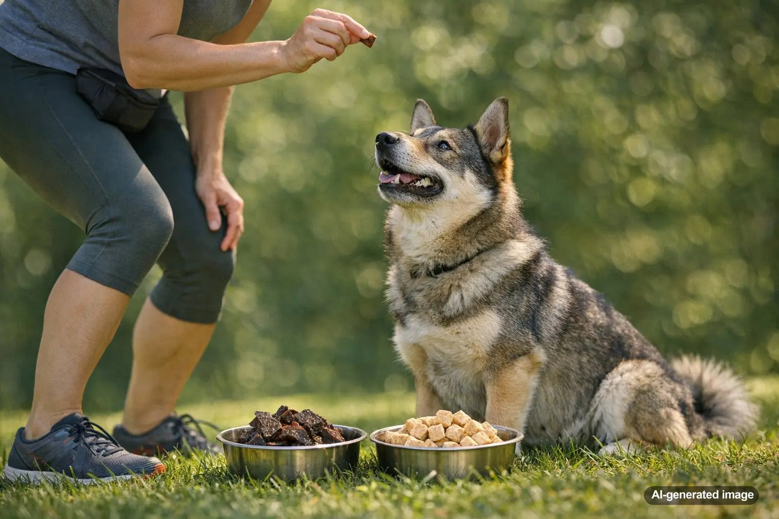 Air-dried dog treats and freeze-dried dog treats shown as a comparison for dog owners choosing between treat textures and formats