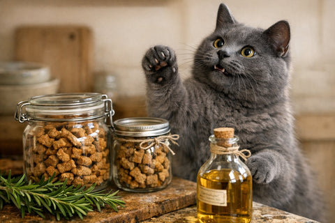 Apple cider vinegar and rosemary used as natural preservatives in cat treats