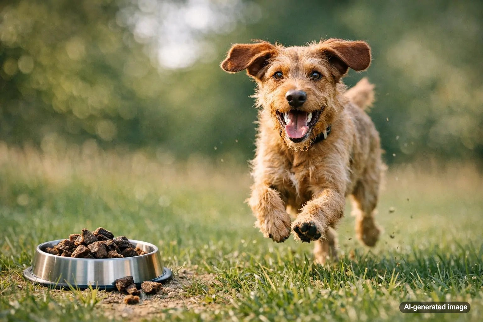 Dog enjoying air-dried treats while owner learns what to look for in healthy air-dried dog treats