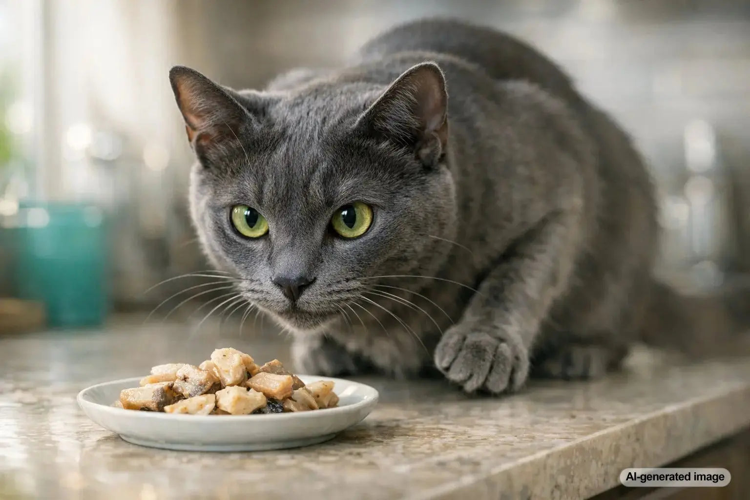 Are fish-based treats safe for cats blog feature image showing a curious cat and fish treats