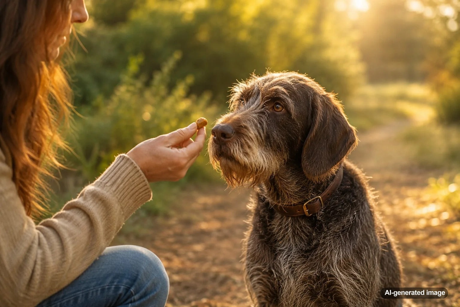 Dog owner selecting simple treats for a dog with ingredient sensitivities