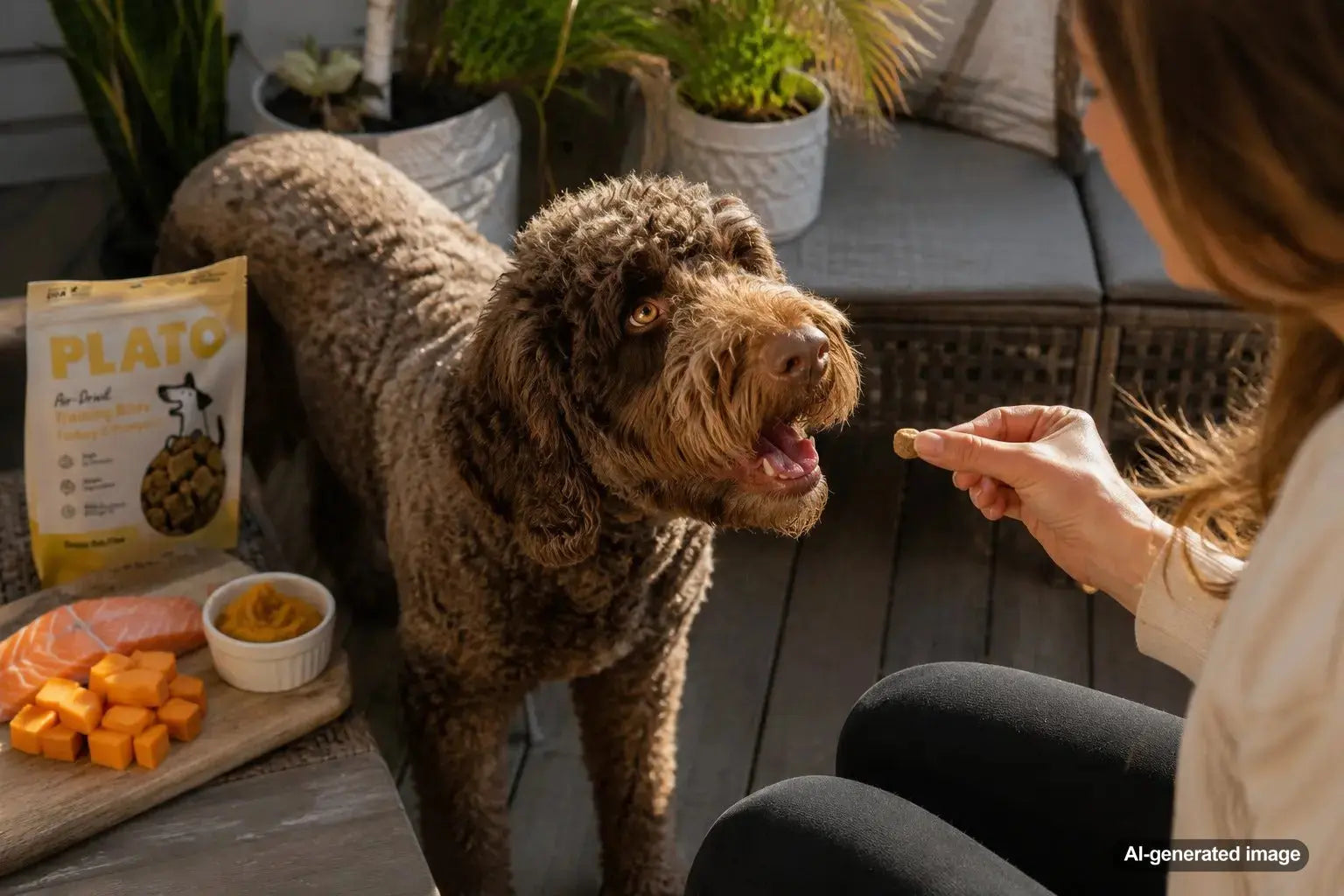 Dog enjoying a healthy treat while pet parents learn whether grain-free diets are safe for dogs