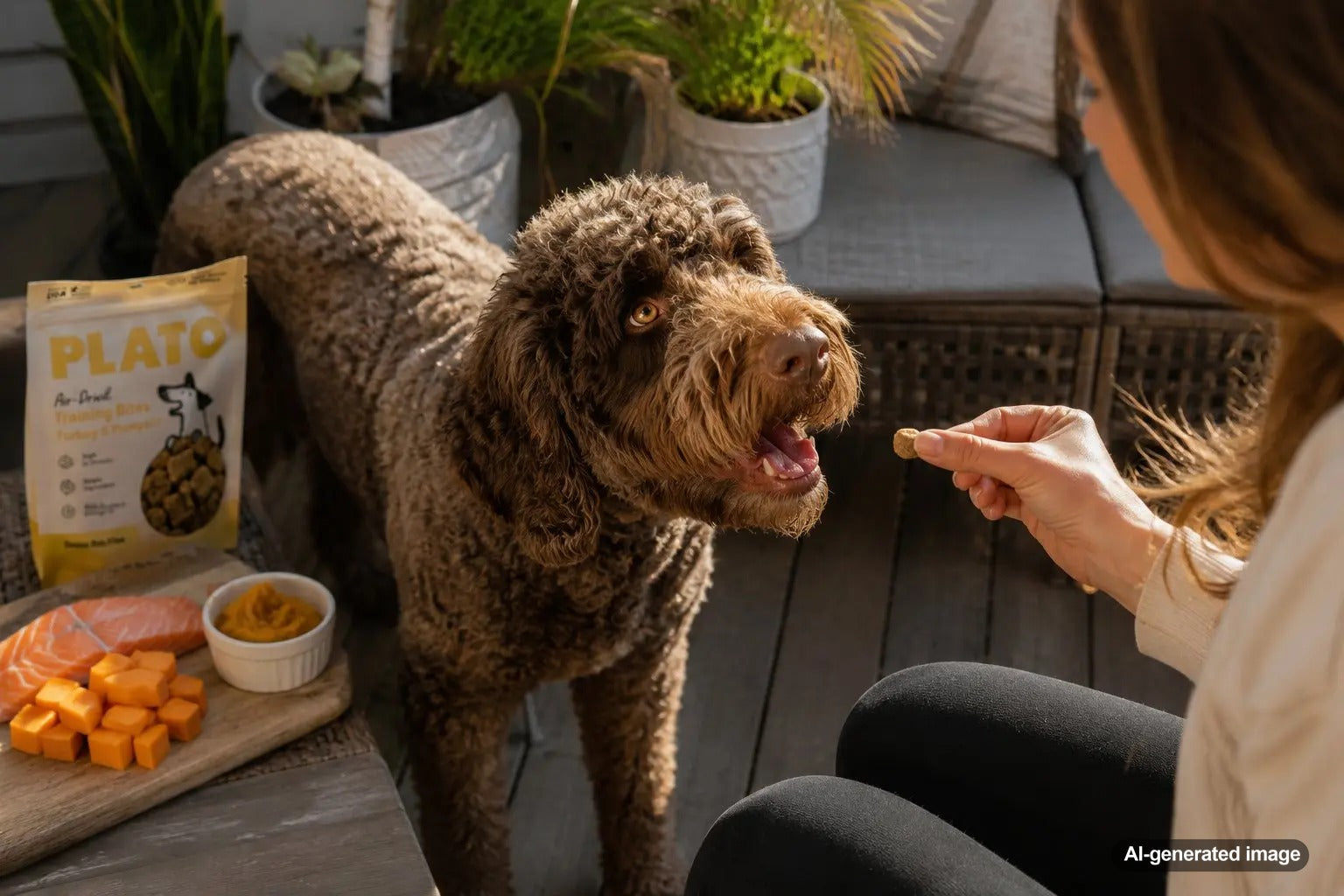 Dog enjoying a healthy treat while pet parents learn whether grain-free diets are safe for dogs
