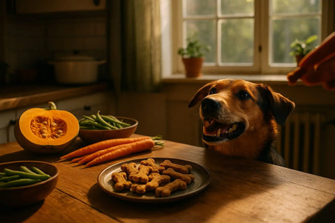 Dog enjoying natural treats that support digestion and anal gland health