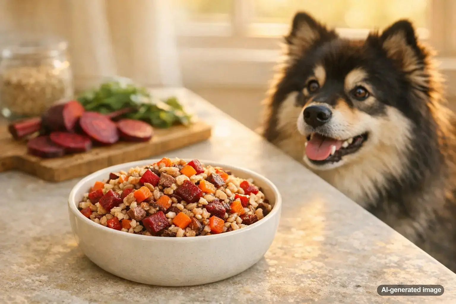 Beet in dog food toppers showing natural color and fiber benefits