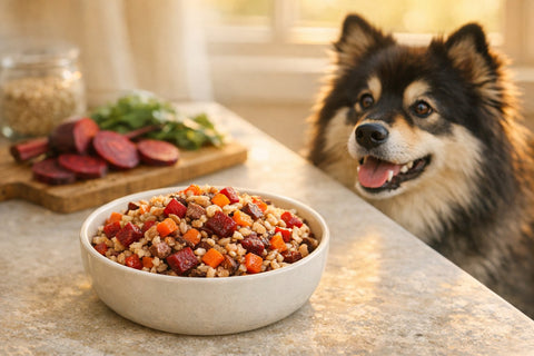 Beet in dog food toppers showing natural color and fiber benefits