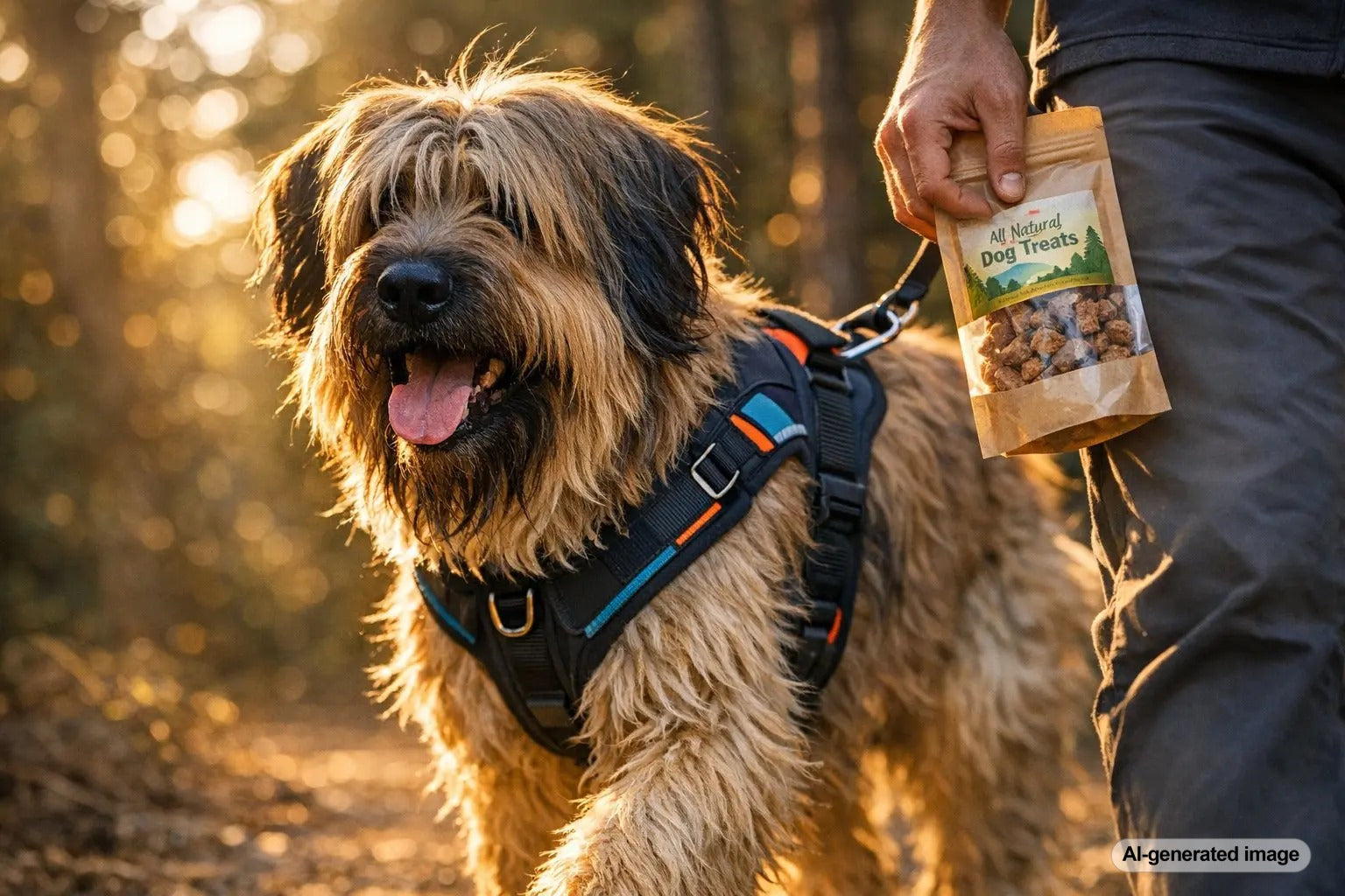 Large dog wearing a no-pull harness during a calm walk in 2025
