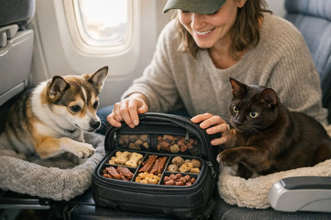 Travel-friendly pet treats for flying with small dogs and cats in cabin