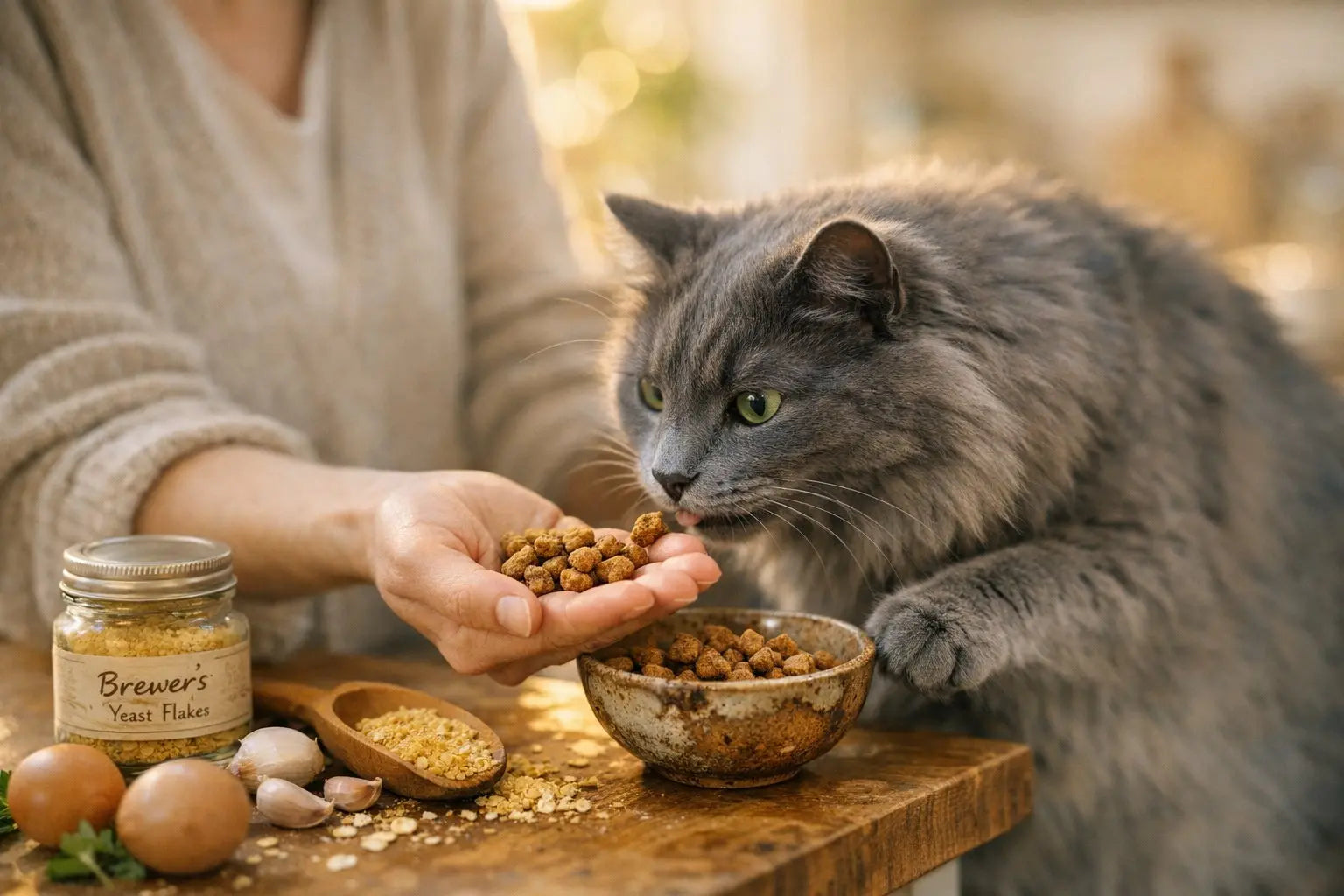 Brewers dried yeast in cat treats highlighting nutritional benefits for feline health