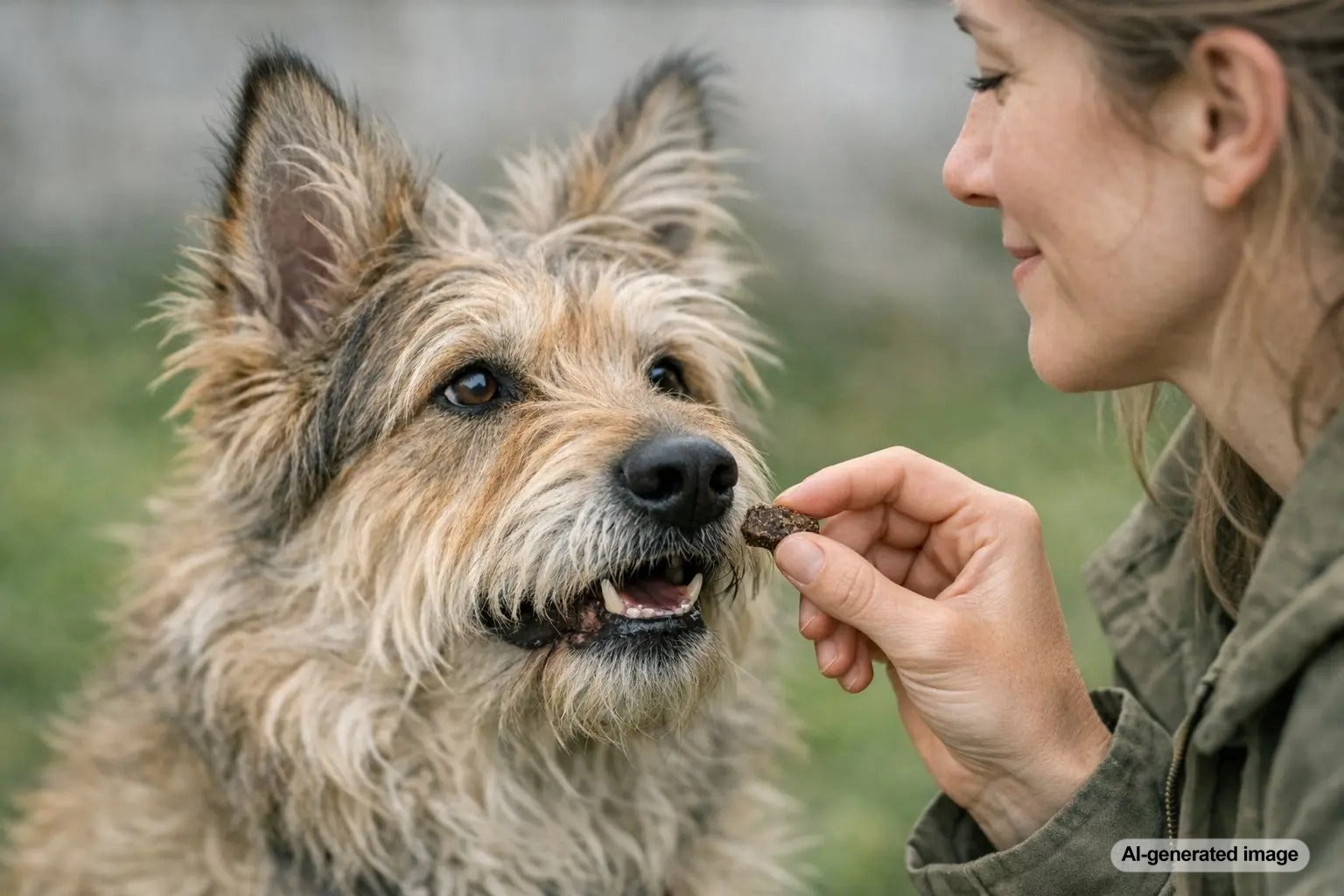 Dog enjoying air-dried treats during a healthy snack and training routine