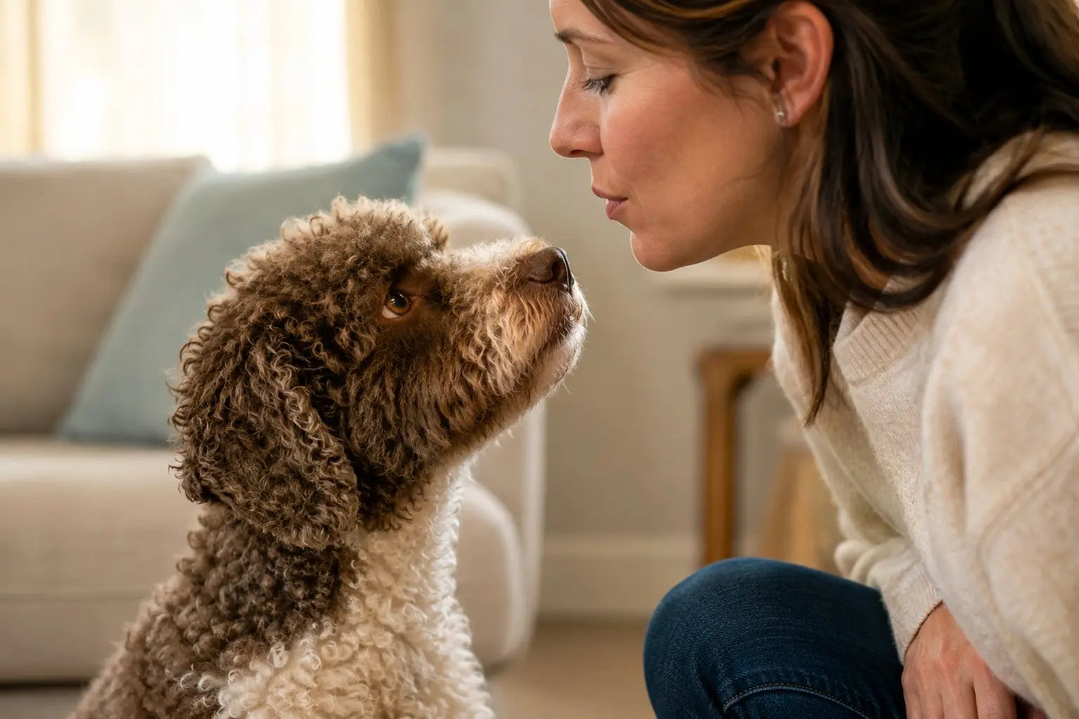 Dog scent detection and breath analysis concept showing canine smelling ability and health awareness theme