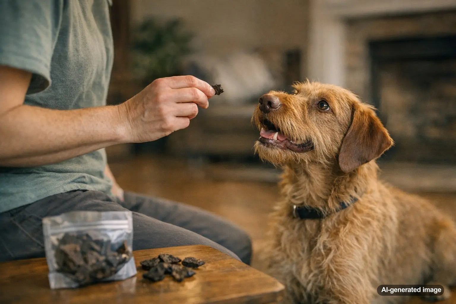 Dog receiving a small training treat during a short frequent training session