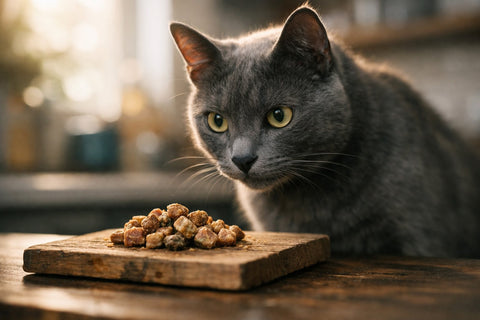 Cat enjoying nutritious treats with taurine for feline health