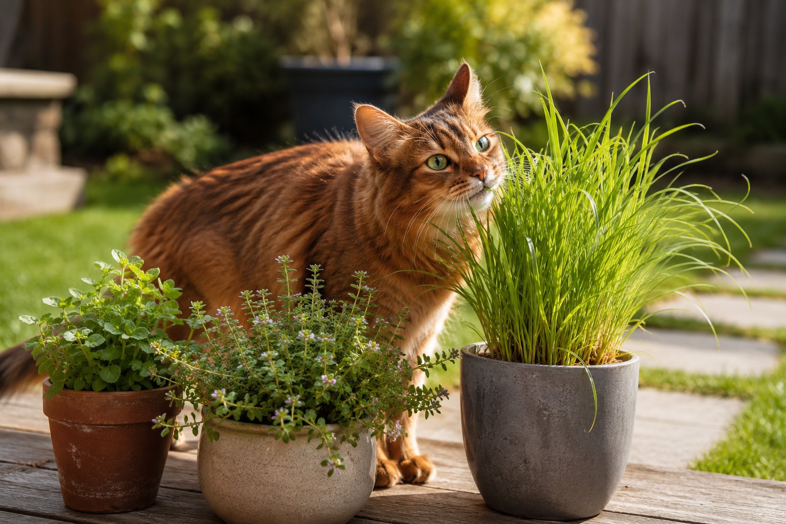 Cat exploring catnip alternatives and plant-based scent enrichment