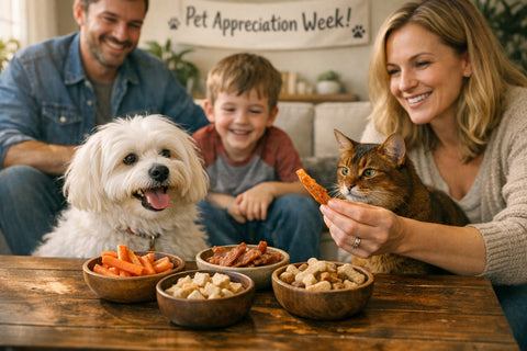 Happy dog celebrating Pet Appreciation Week with owner