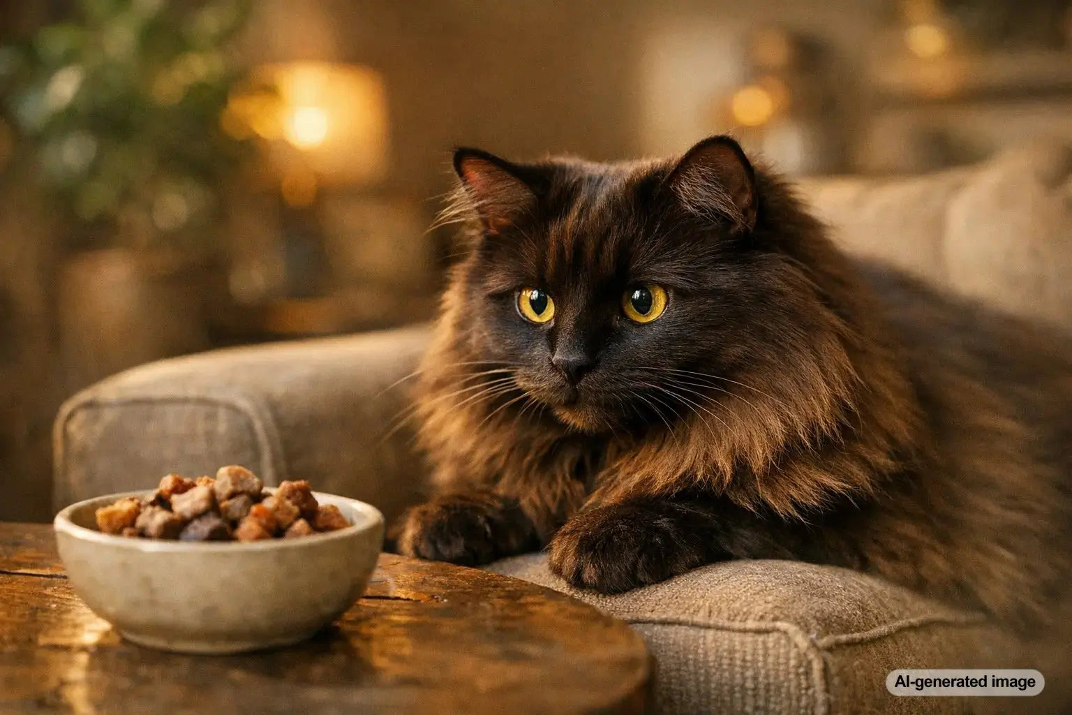 Chantilly-Tiffany cat with long silky coat resting peacefully