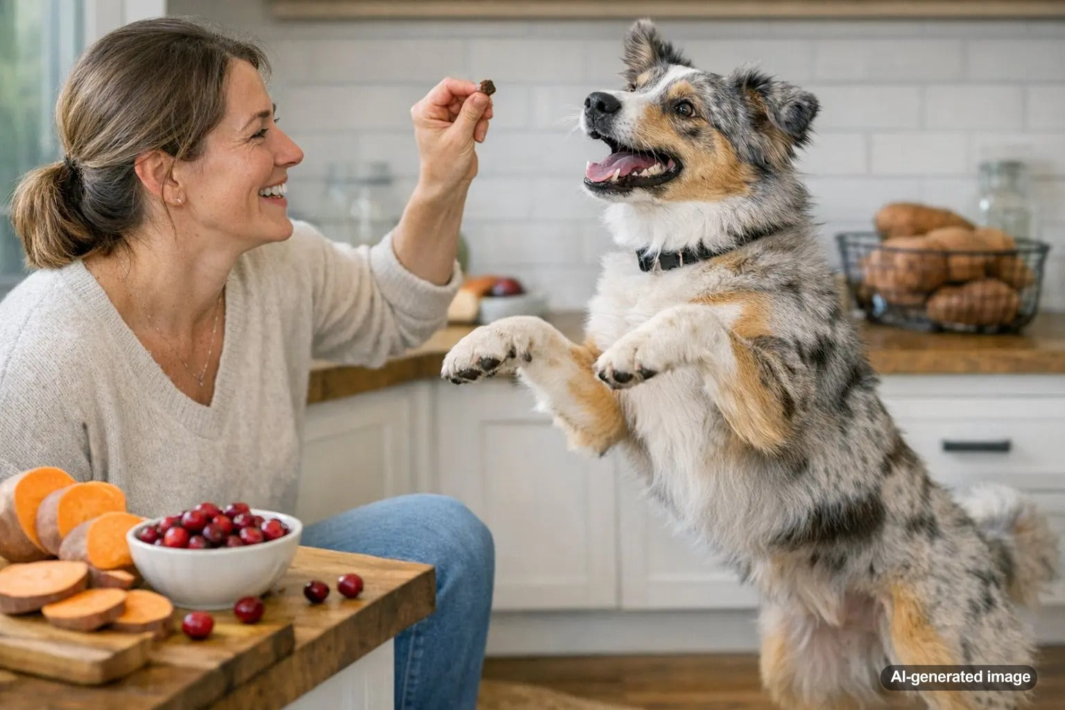 Cranberries and sweet potato natural antioxidant ingredients for healthy dog treats