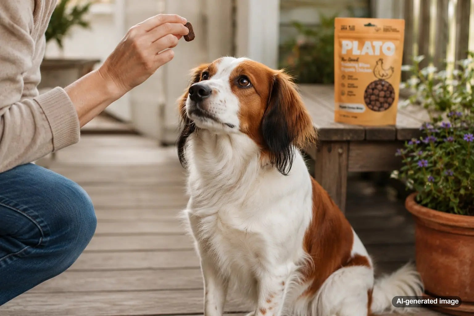 Dog learning with training treats during differential reinforcement reward-based training