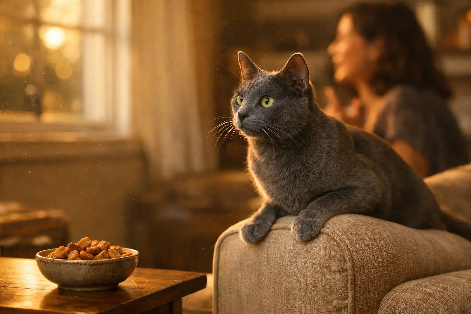 Cat turning its head with curious expression as it hears its name