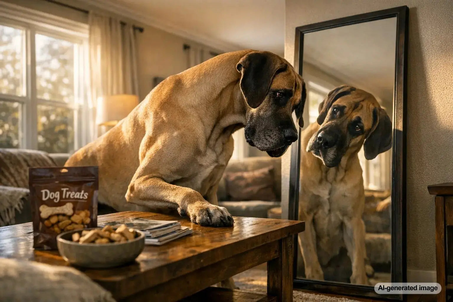 A Great Dane looking playful and loving, embodying the gentle giant nature of the breed