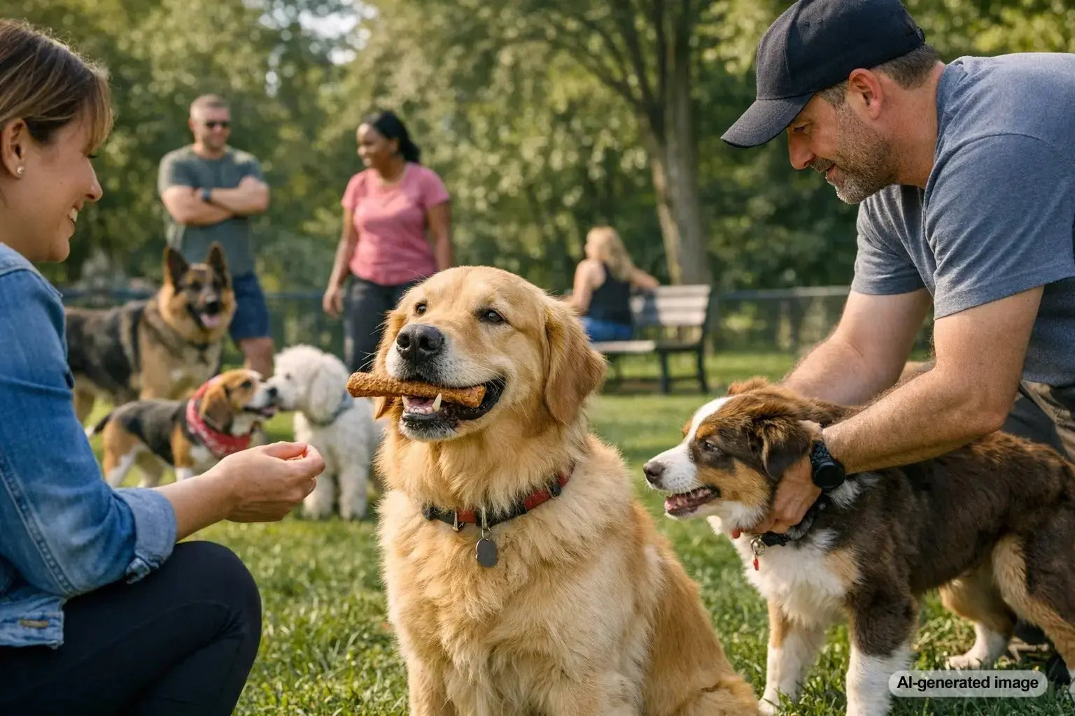 Dog park etiquette dos and don't illustration showing polite dog behavior at the park