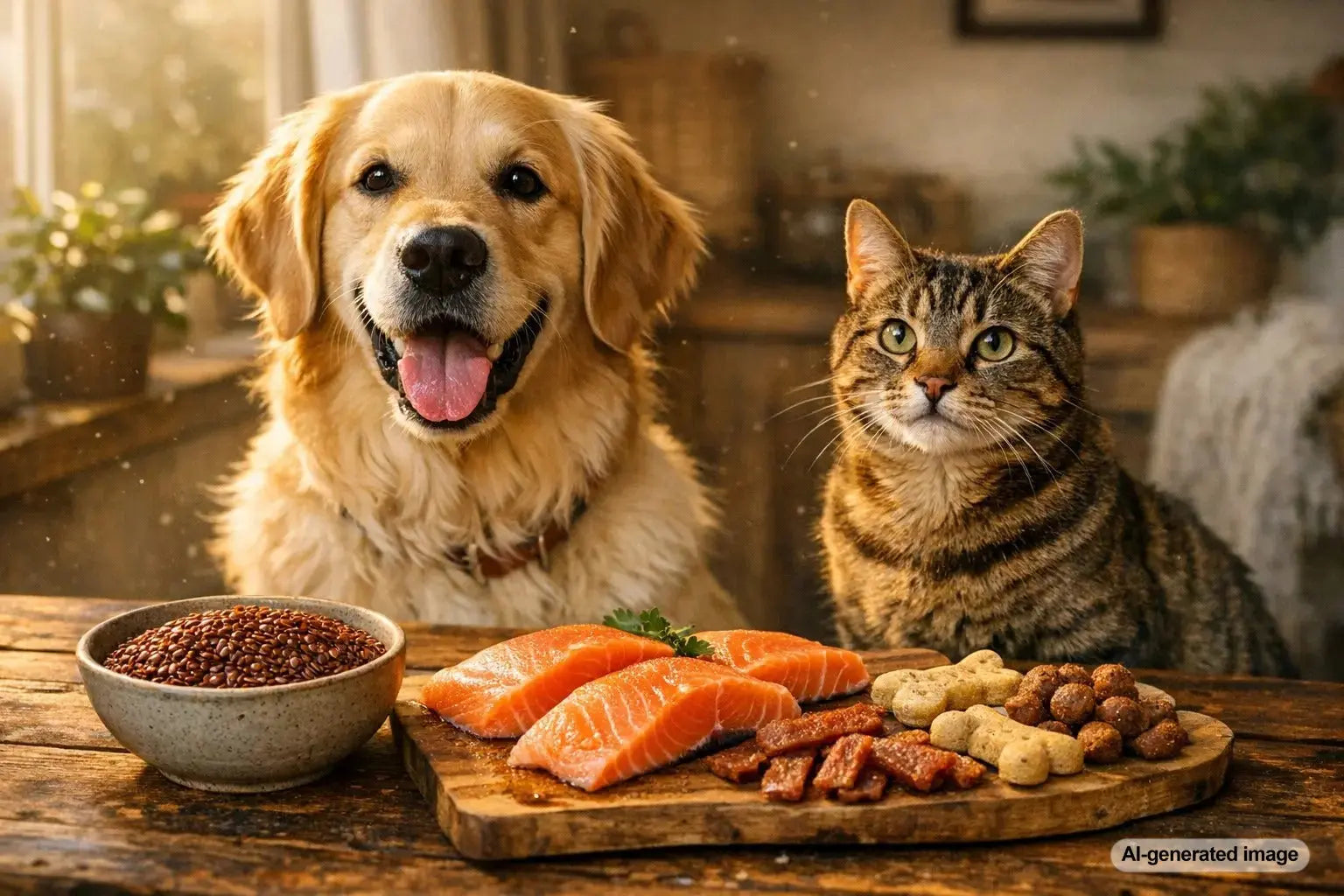 Flaxseed supporting healthy skin and shiny coats for dogs and cats