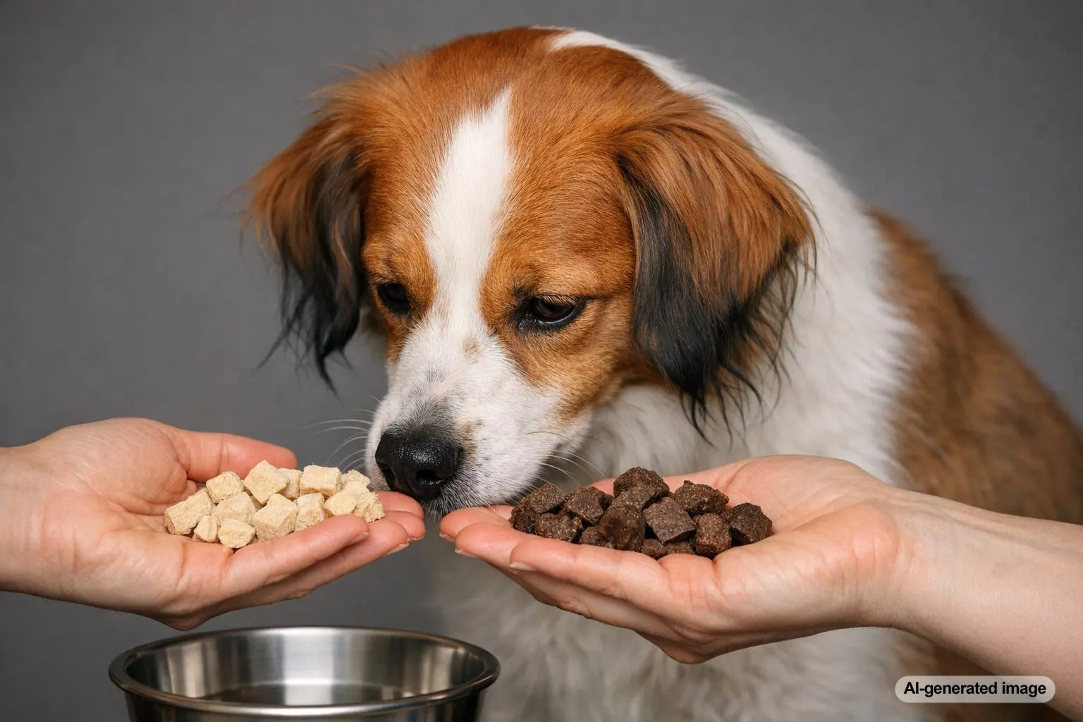 Dog training treats comparison featuring chicken and liver style rewards for focused training sessions