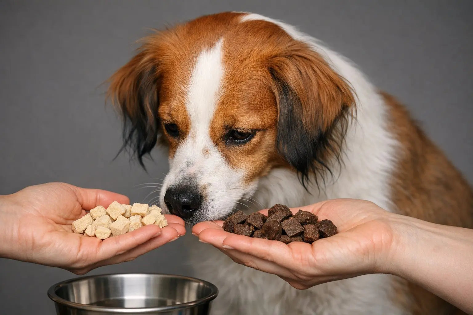 Dog training treats comparison featuring chicken and liver style rewards for focused training sessions