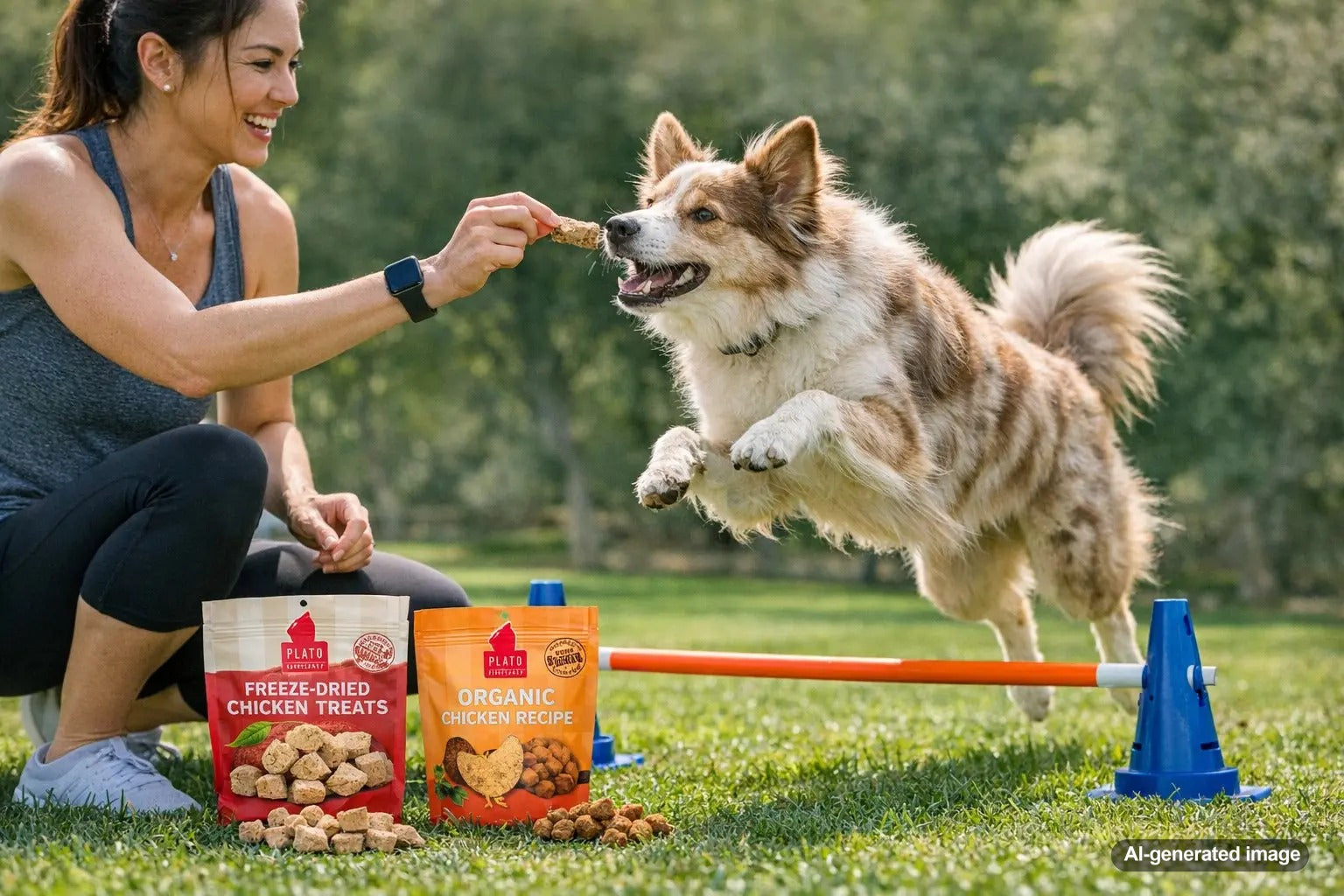 Dog enjoying air-dried treats while comparing freeze dried dog treats and baked treats