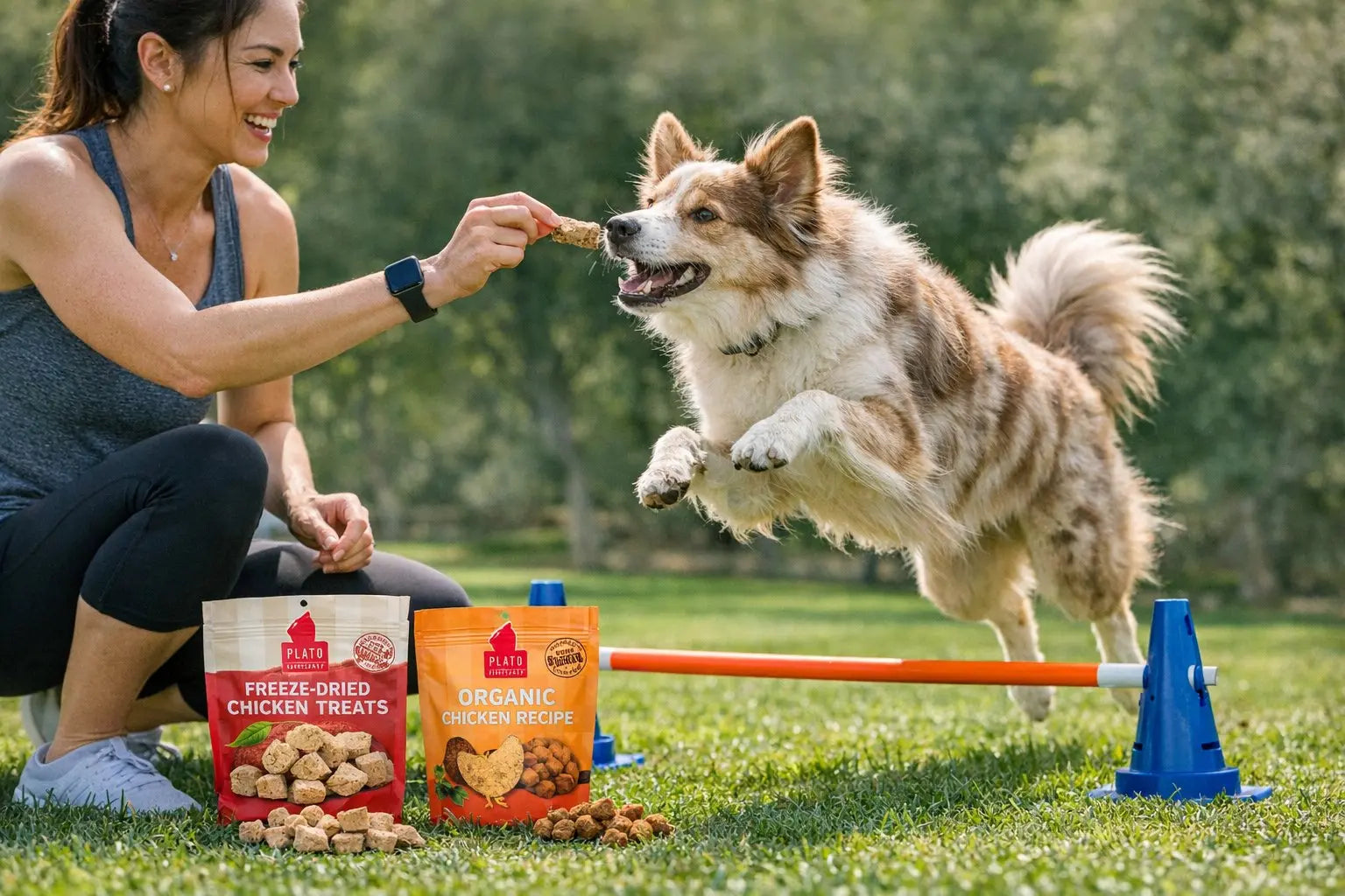 Dog enjoying air-dried treats while comparing freeze dried dog treats and baked treats