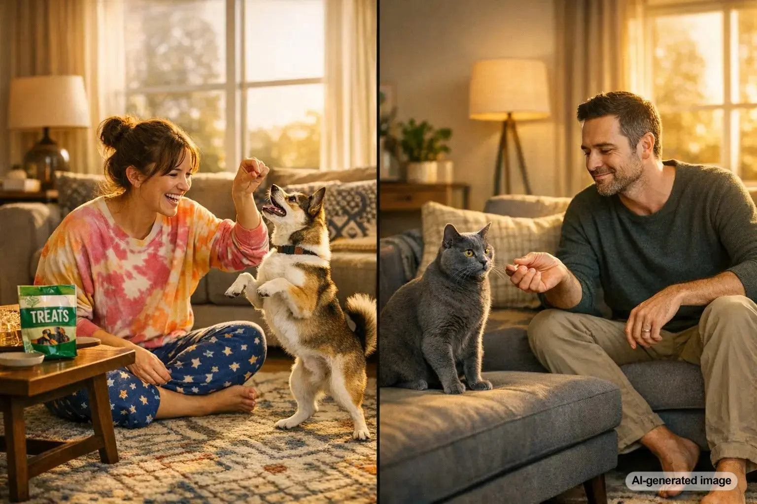 Funny differences between dog and cat owners illustrated with playful pets