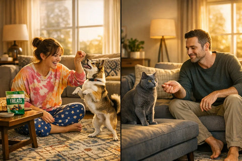 Funny differences between dog and cat owners illustrated with playful pets