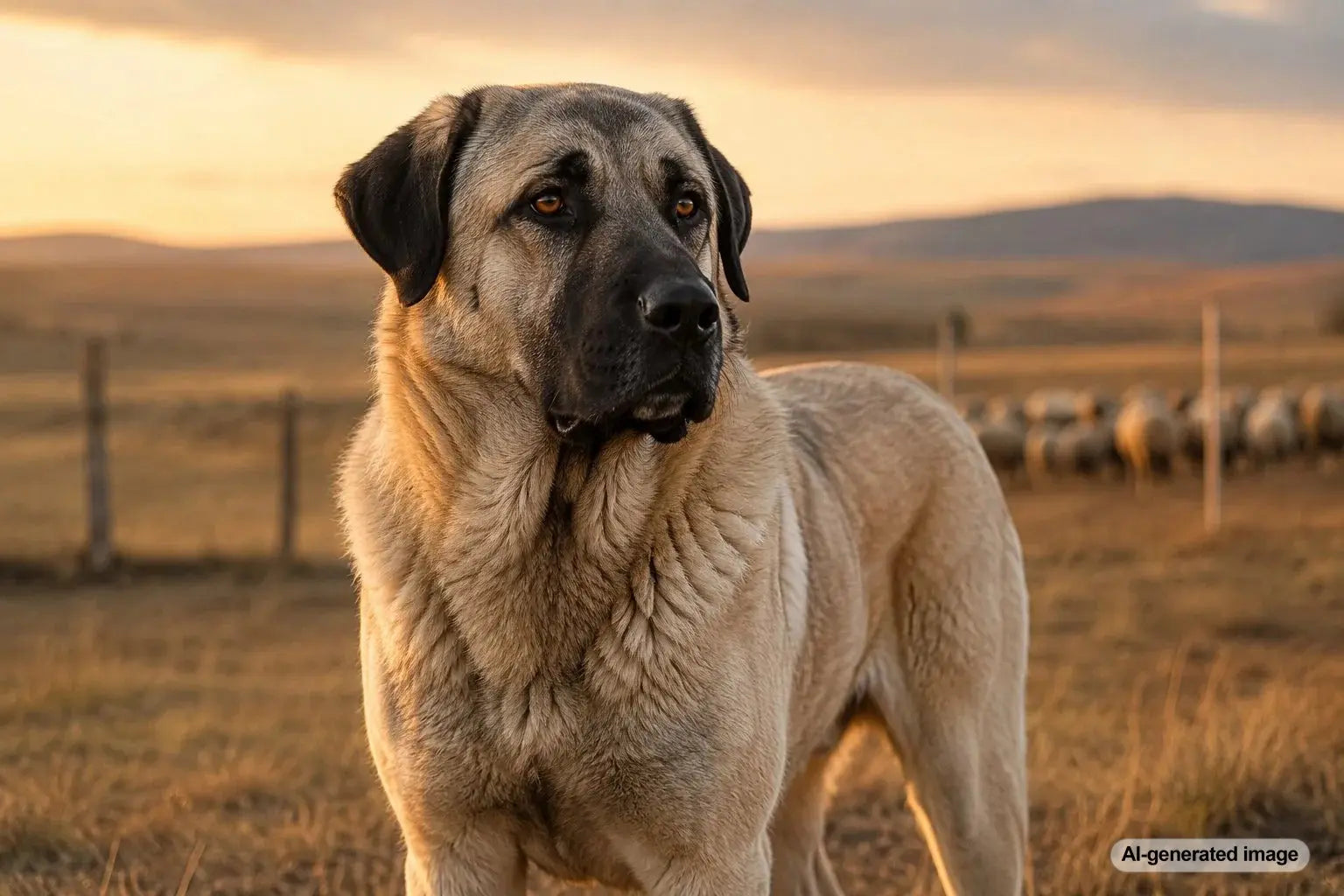 Anatolian Shepherd standing alert outdoors as a serious livestock guardian