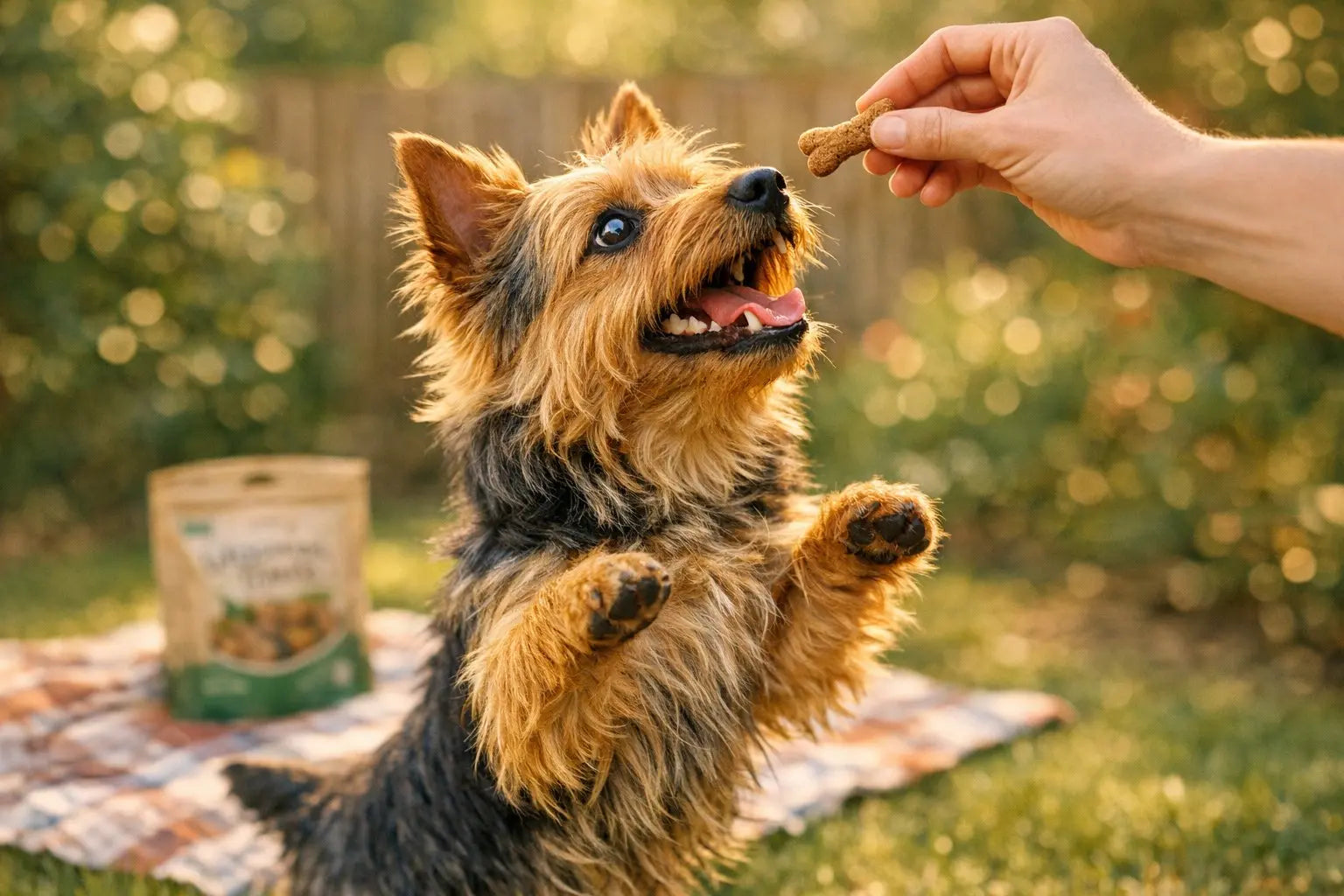 Australian Terrier dog outdoors looking spirited and confident