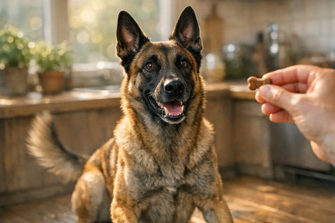 Belgian Malinois standing alert outdoors showcasing focus intelligence and athletic build