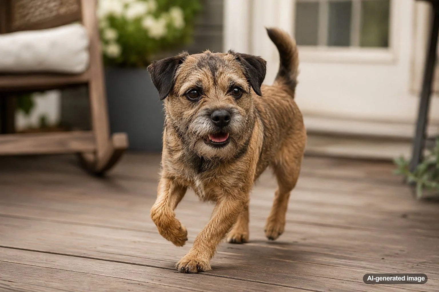 Border Terrier standing outdoors as a practical little working terrier