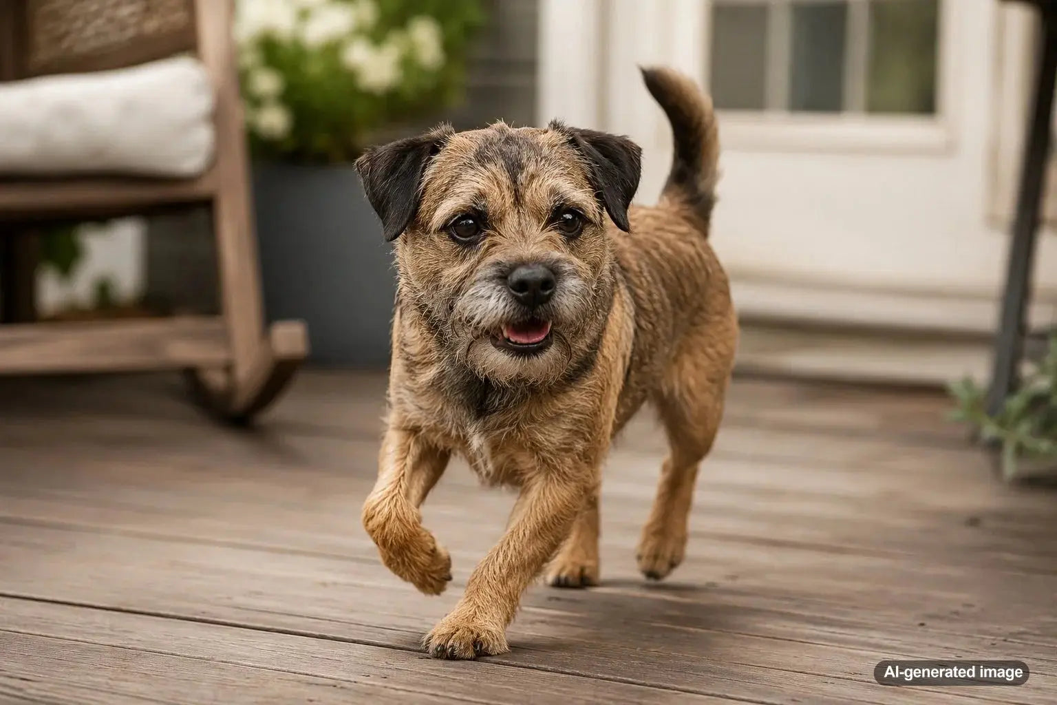 Border Terrier standing outdoors as a practical little working terrier