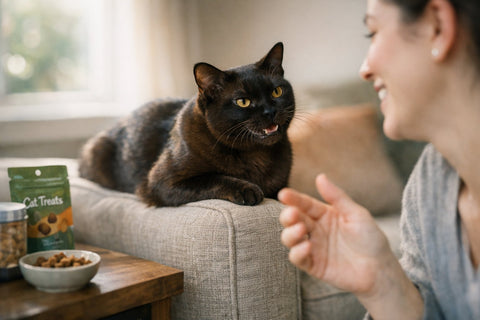Burmese cat looking curious and playful