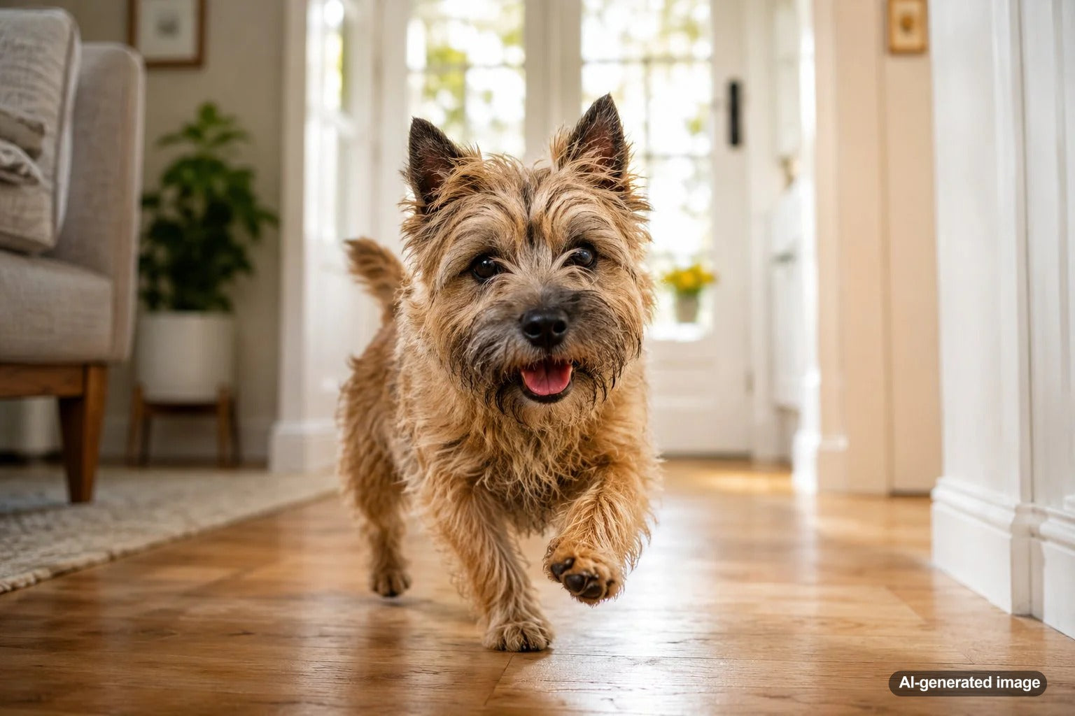 Scruffy Cairn Terrier enjoying a small outdoor adventure with a fearless Toto terrier personality