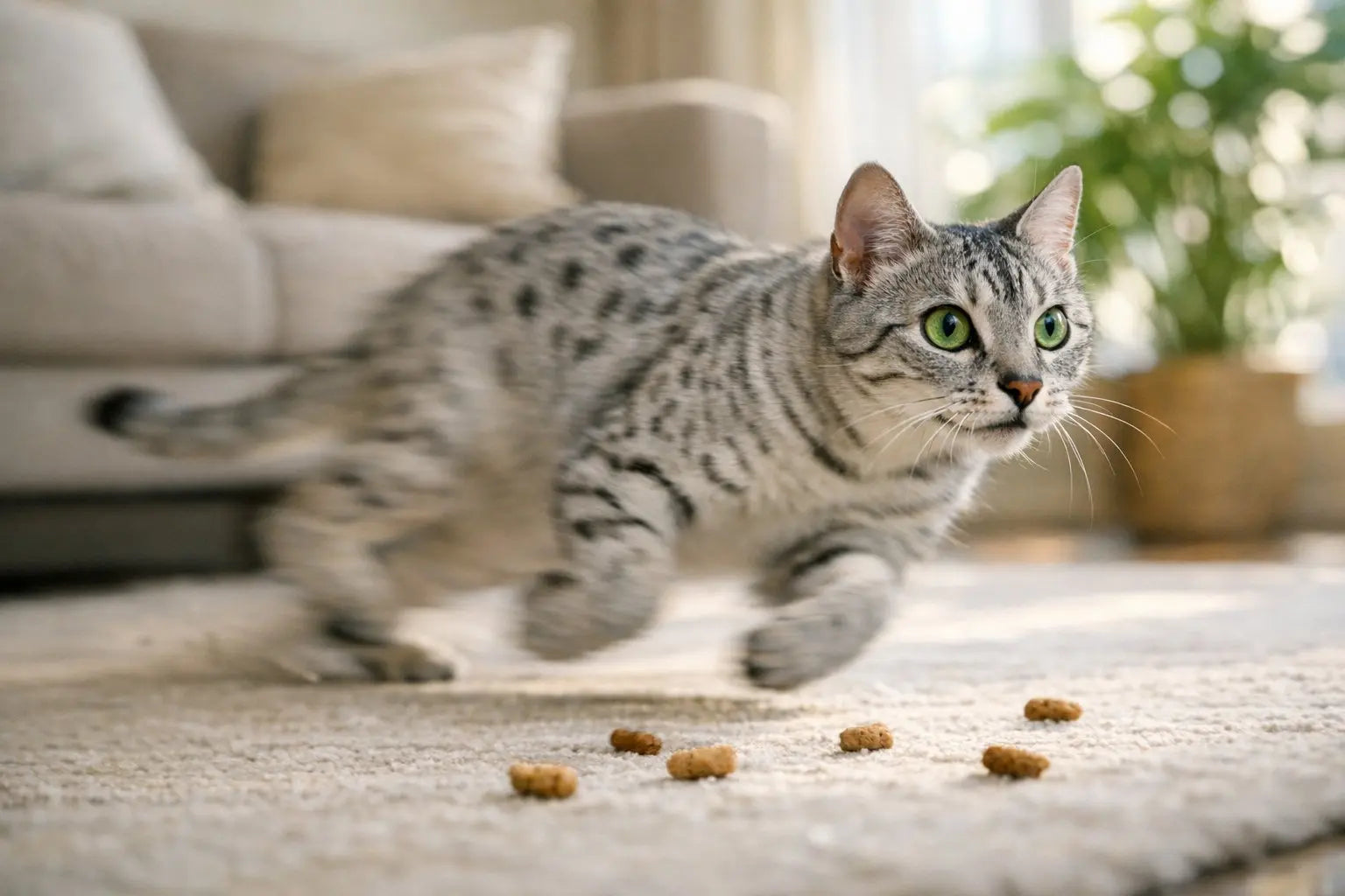 Egyptian Mau cat with spotted coat showcasing speed and ancient elegance