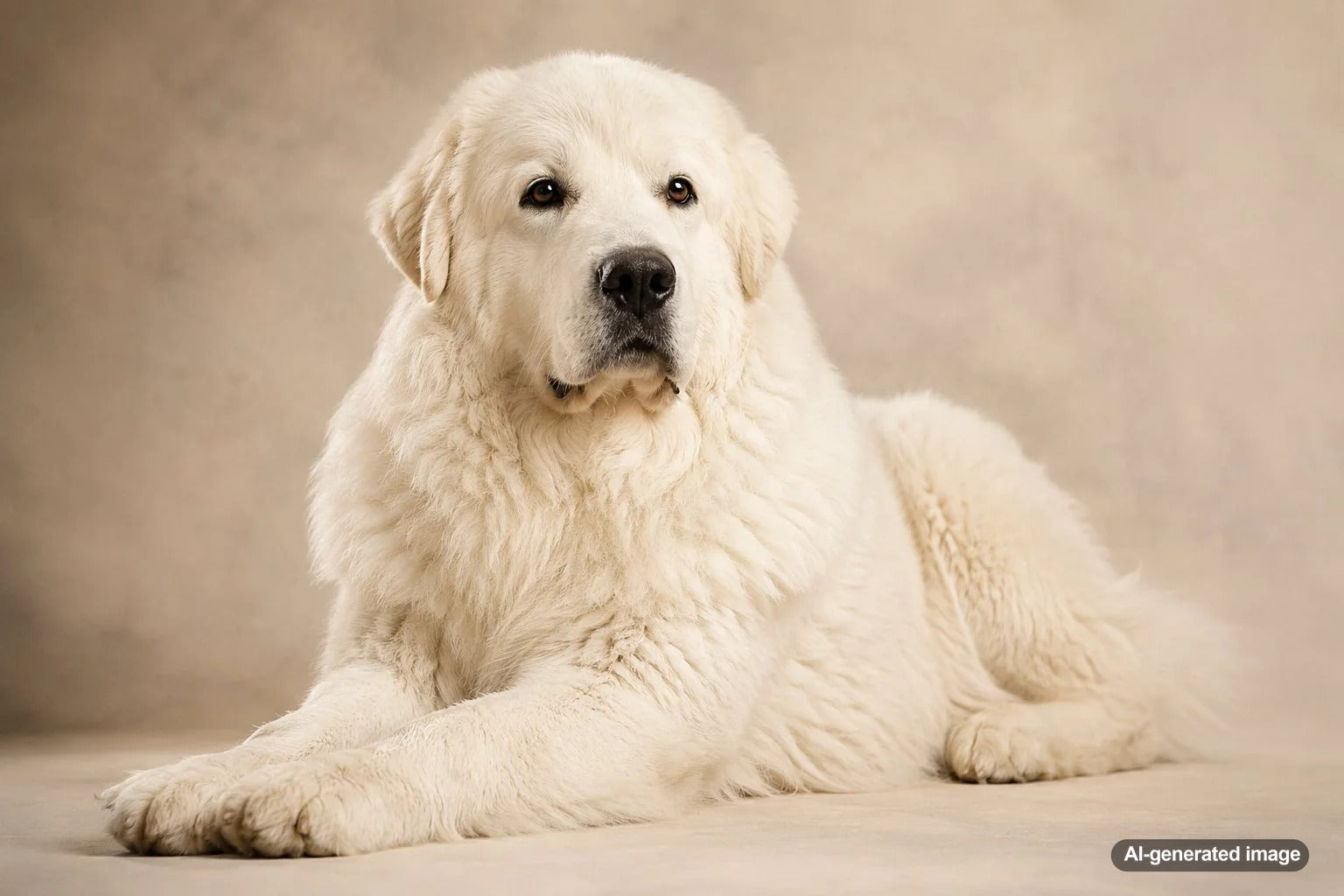 Great Pyrenees with a peaceful expression representing the breed's calm and watchful guardian nature