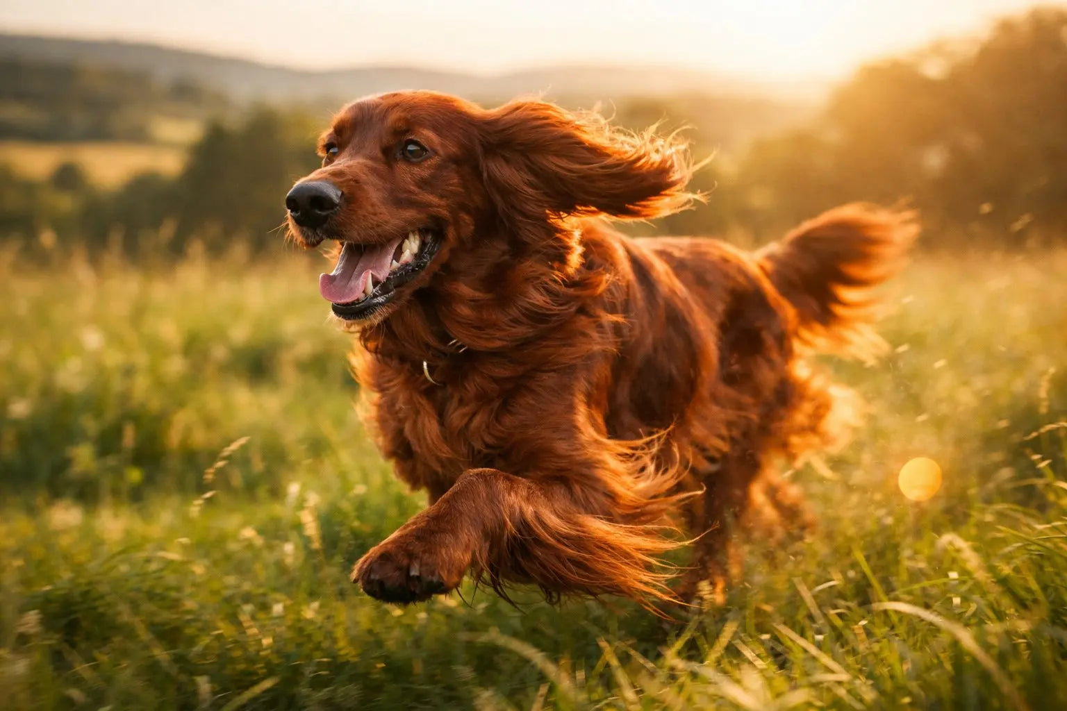 Irish Setter Running Playfully Outdoors