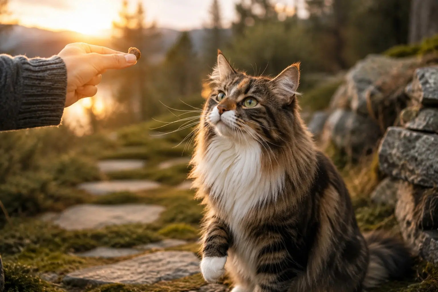 Norwegian Forest Cat with a thick coat and Viking-inspired woodland charm