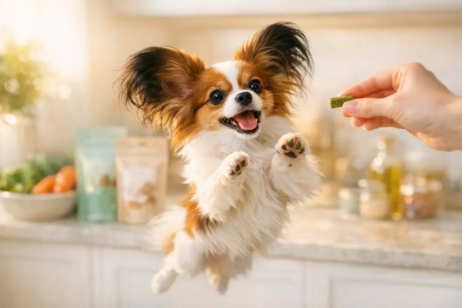 Papillon dog with butterfly ears