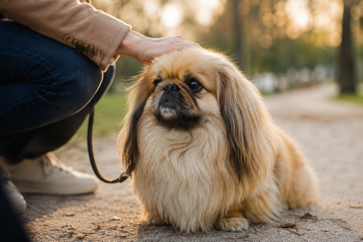 Regal Pekingese dog with a lion-like mane representing the ancient Chinese companion breed