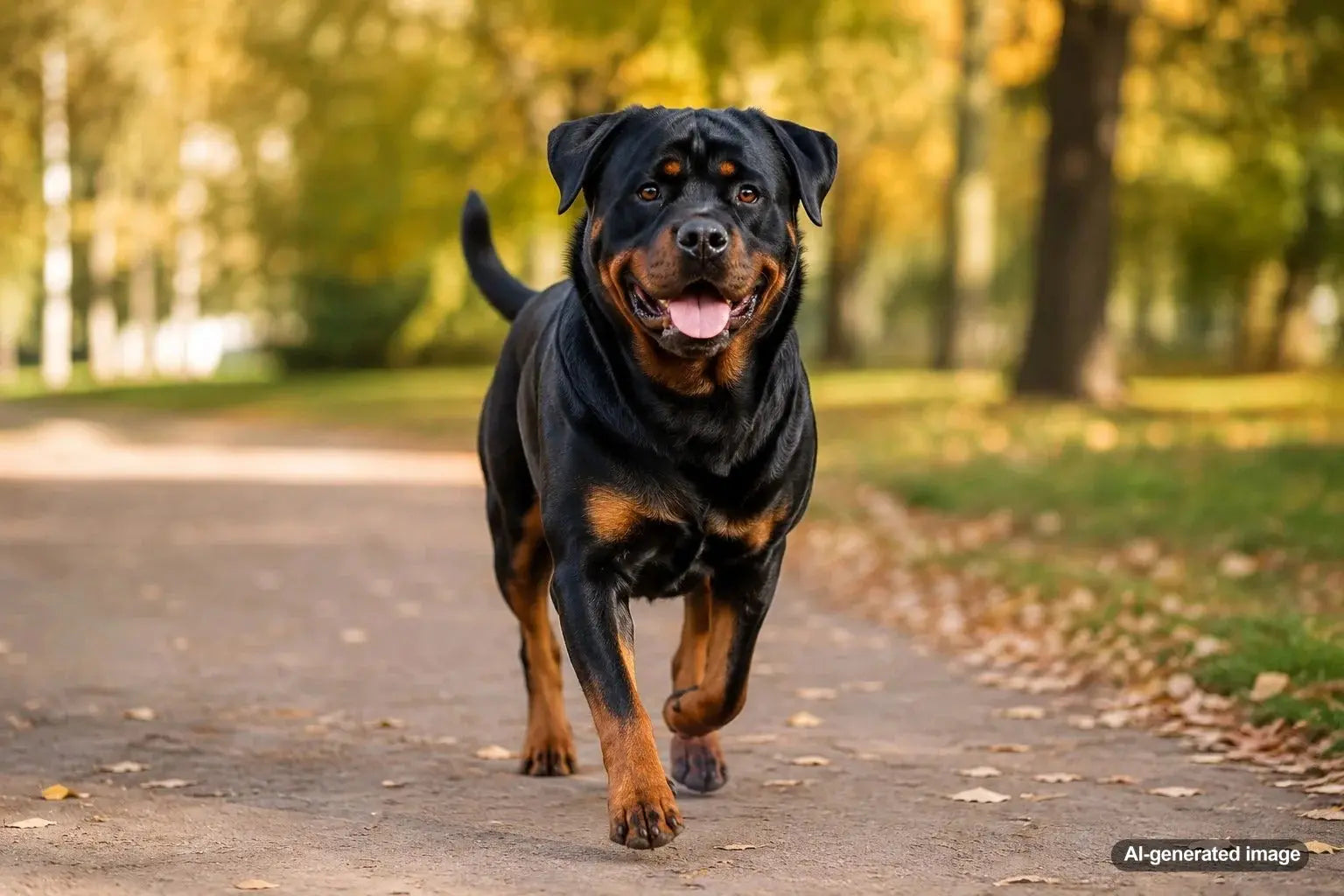 Confident adult Rottweiler with classic black and rust markings standing attentively outdoors