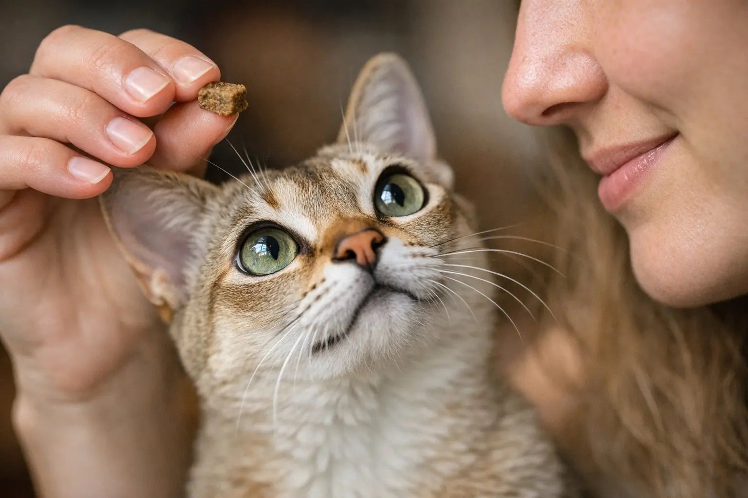 A petite Singapura cat with large expressive eyes showing the world's smallest cat breed and its playful personality