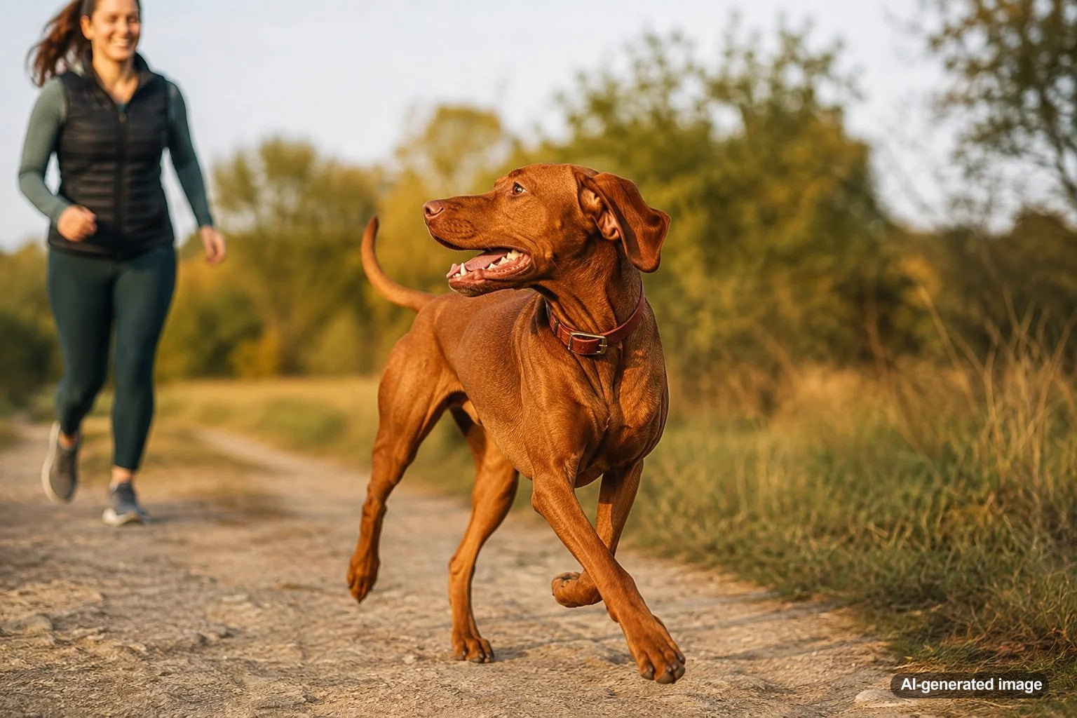Golden-rust Vizsla showing the affectionate and athletic personality of the breed